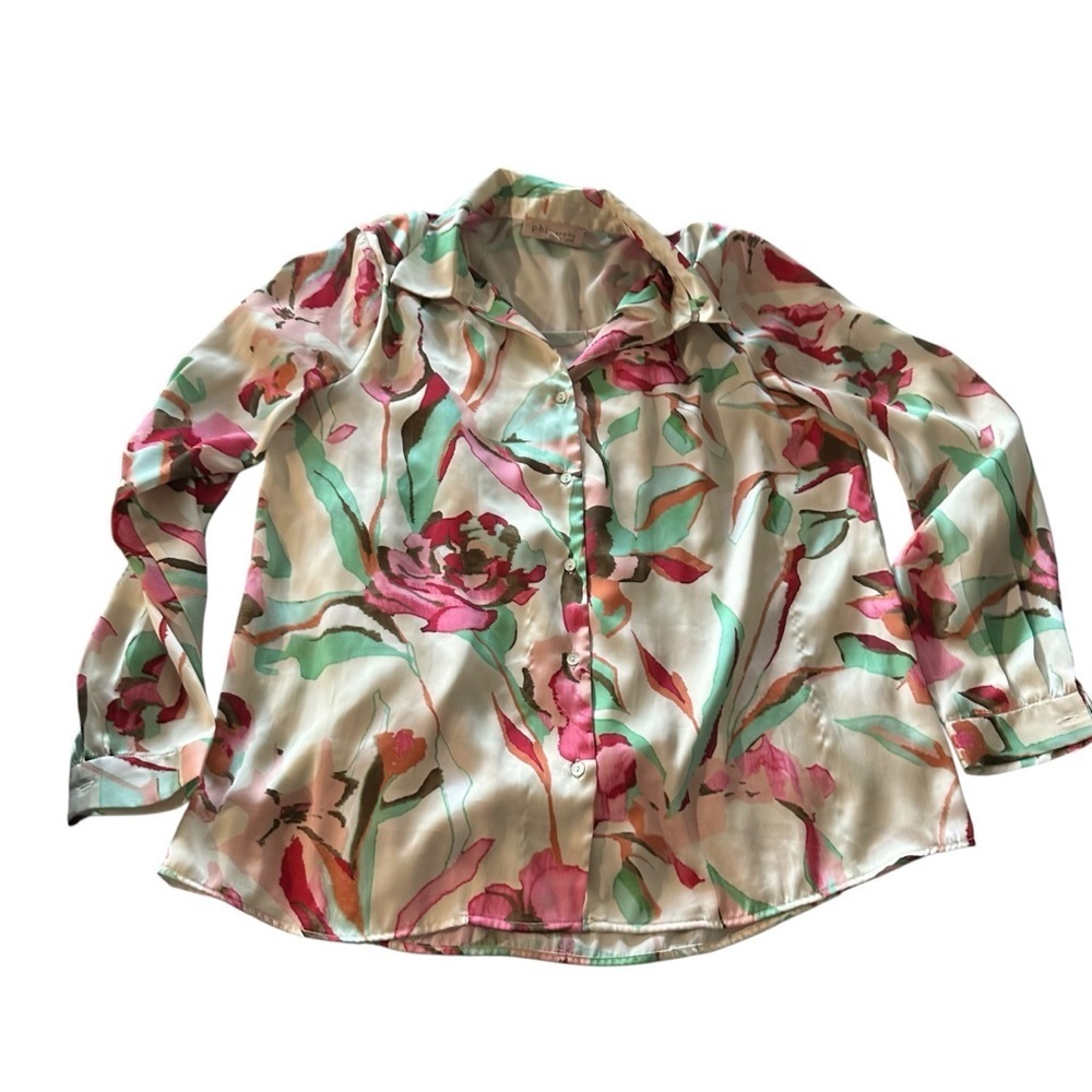 Philosophy Cream And Green Blouse